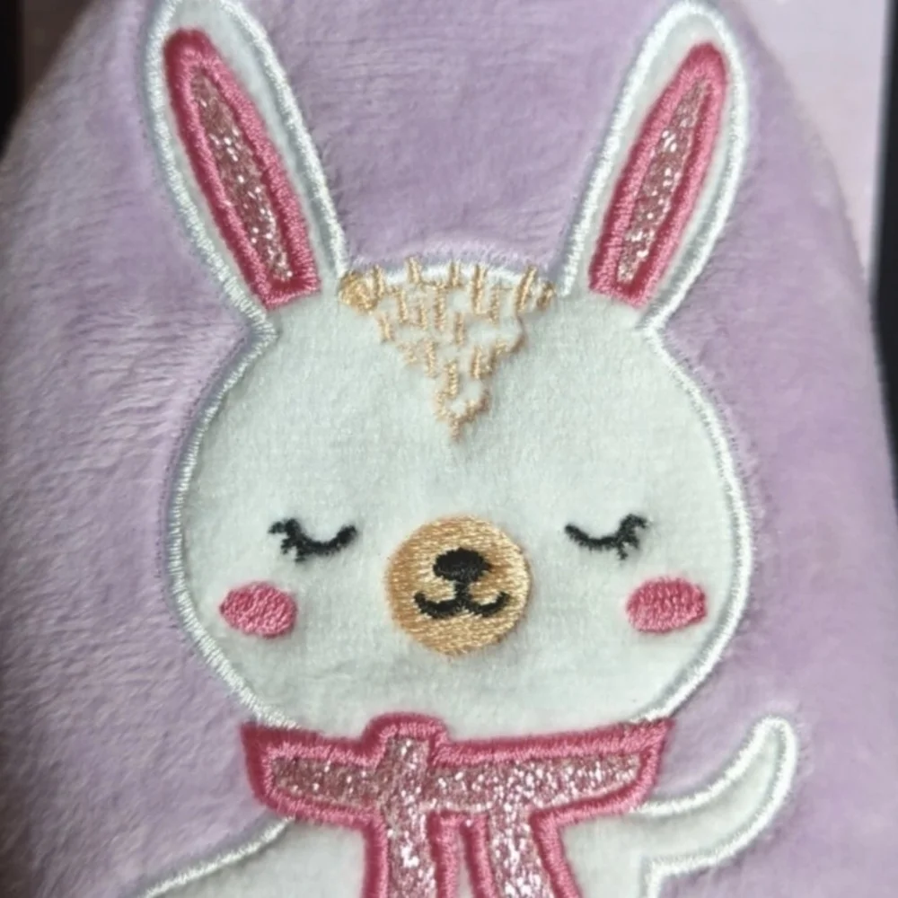 Chatties Girls Glitter Bunny Slippers Pink Ice Skating Theme Small 11/12